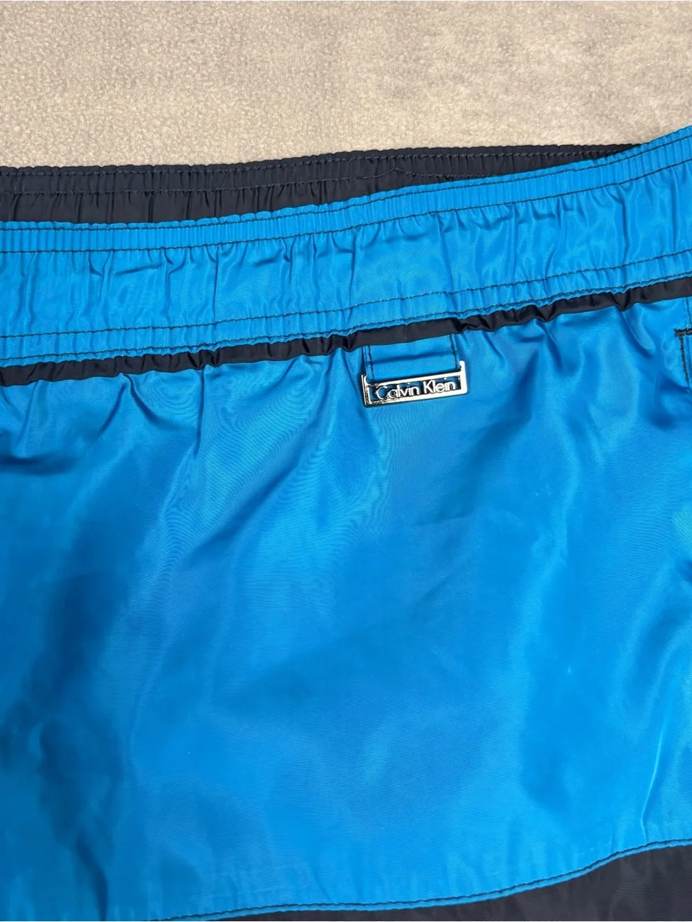 Calvin Klein Men's L Swim Trunks Colorblock Blue Navy Mesh Lining Board Shorts